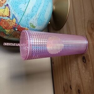 Starbucks Pink Grid Disco 24 oz cold cup tumbler